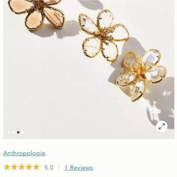 New 18k ANTHROPOLOGIE FLORAL TAPESTRY crystal glass flower earrings - Picture 2 of 11
